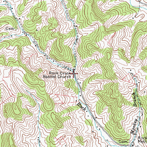 Topographic Map of Rock Creek Baptist Church, NC