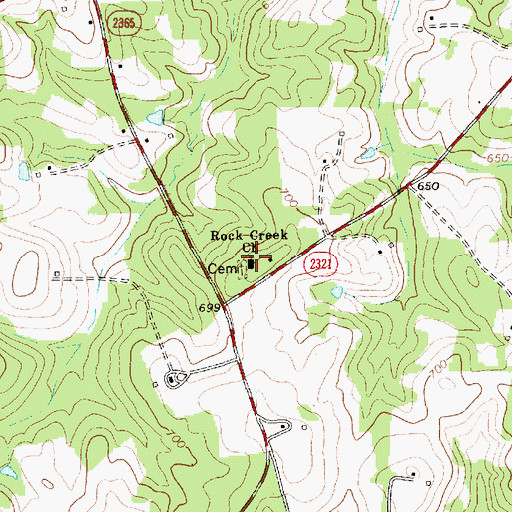 Topographic Map of Rock Creek Church, NC
