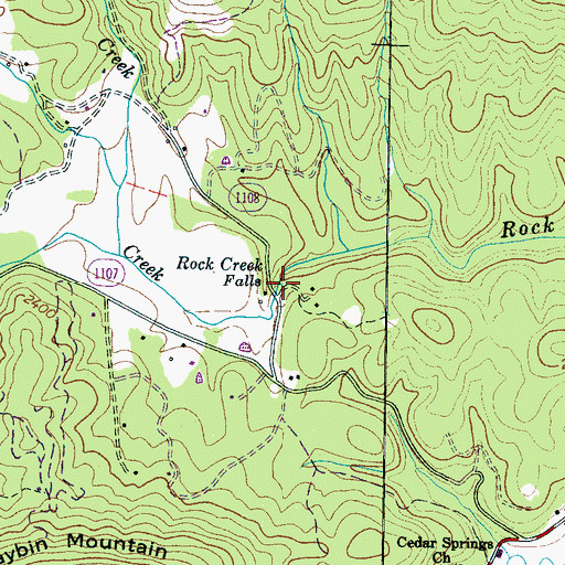 Topographic Map of Rock Creek Falls, NC
