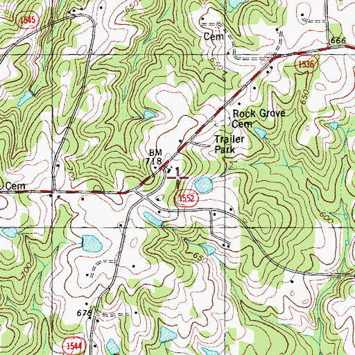 Topographic Map of Rock Grove Baptist Church, NC