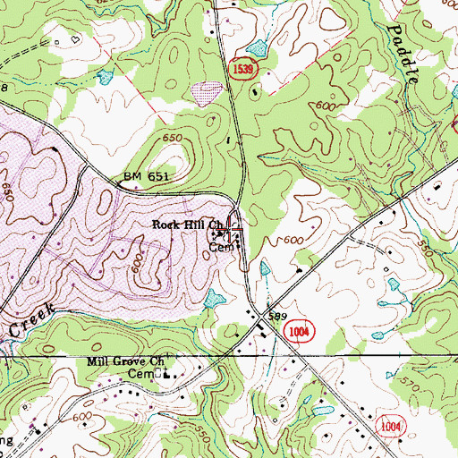 Topographic Map of Rock Hill Church, NC