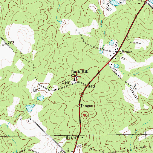 Topographic Map of Rock Hill Church, NC