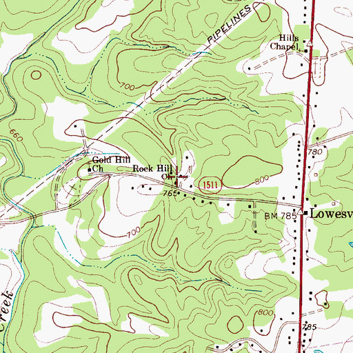 Topographic Map of Rock Hill Church, NC