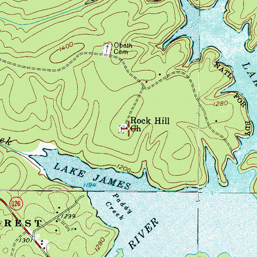 Topographic Map of Rock Hill Church, NC