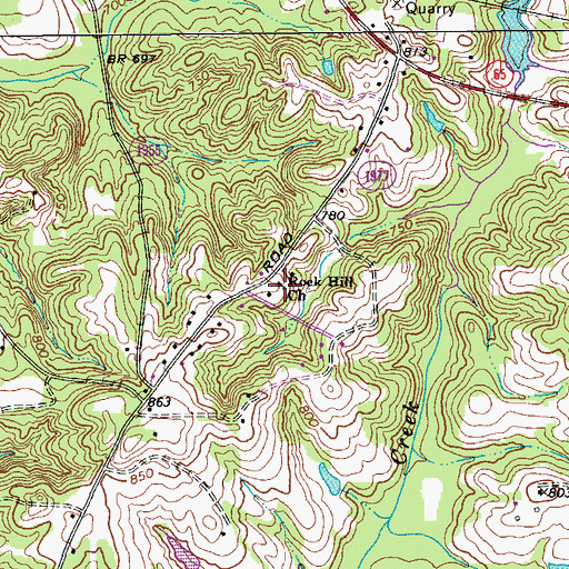 Topographic Map of Rock Hill Church, NC