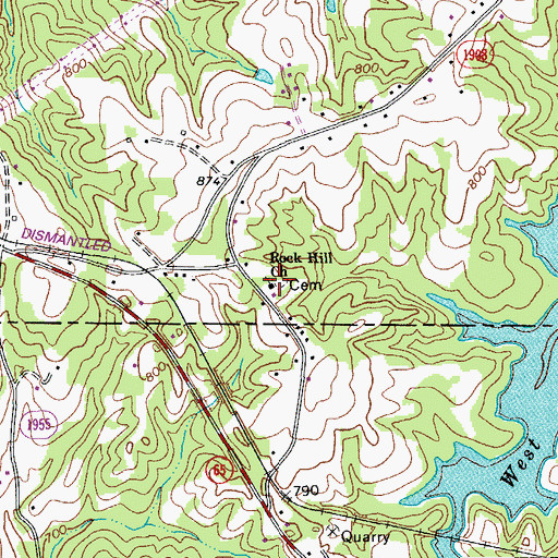 Topographic Map of Rock Hill Baptist Church, NC