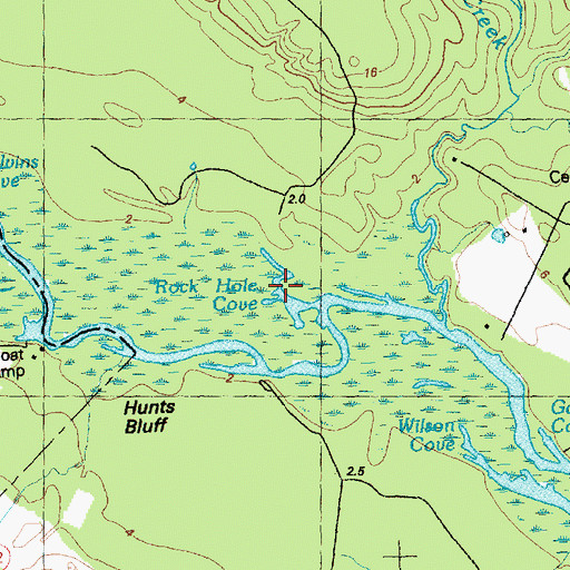 Topographic Map of Rock Hole Cove, NC