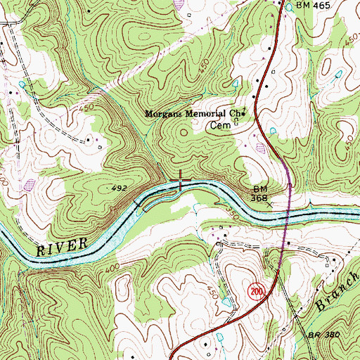 Topographic Map of Rock Hole Creek, NC