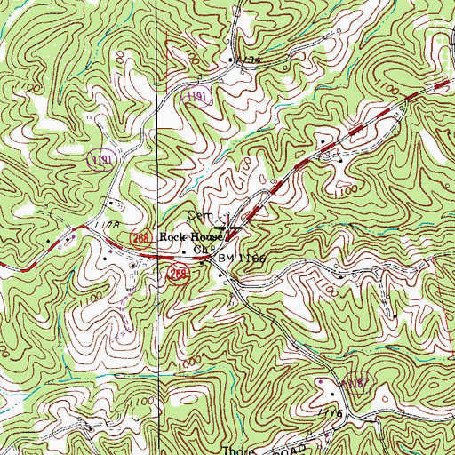 Topographic Map of Rock House Primitive Baptist Church, NC