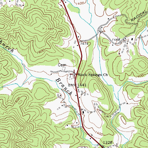Topographic Map of Rock Springs Church, NC