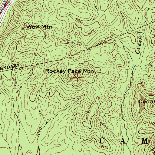 Topographic Map of Rockey Face Mountain, NC