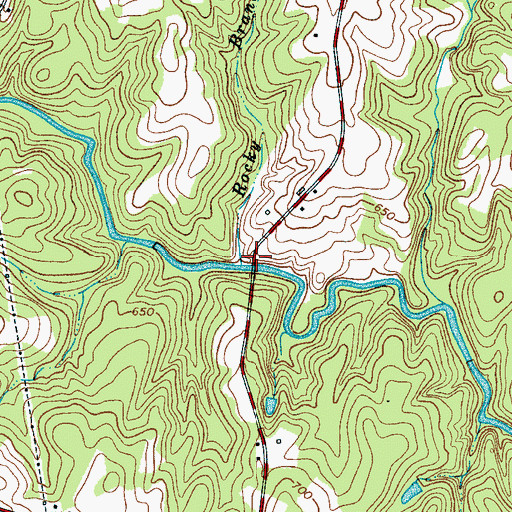 Topographic Map of Rocky Branch, NC