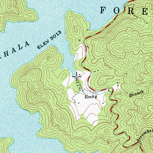 Topographic Map of Rocky Branch, NC