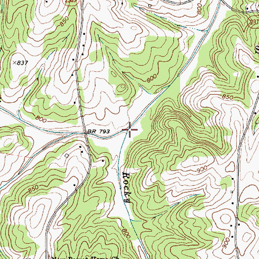 Topographic Map of Rocky Branch, NC