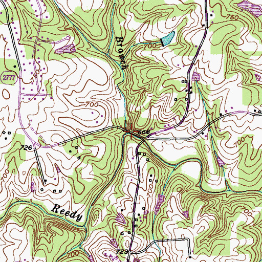 Topographic Map of Rocky Branch, NC