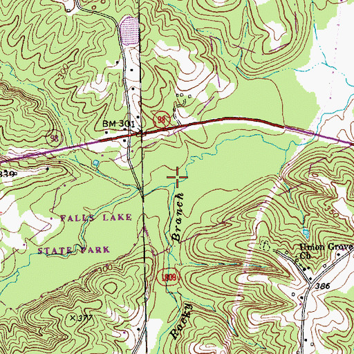 Topographic Map of Rocky Branch, NC