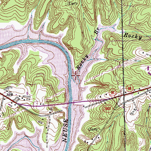Topographic Map of Rocky Branch, NC