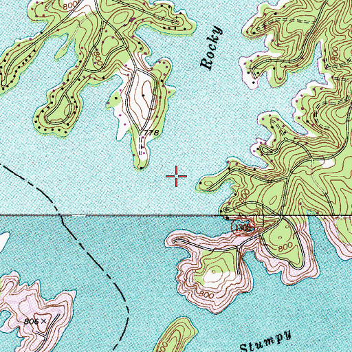 Topographic Map of Rocky Creek, NC