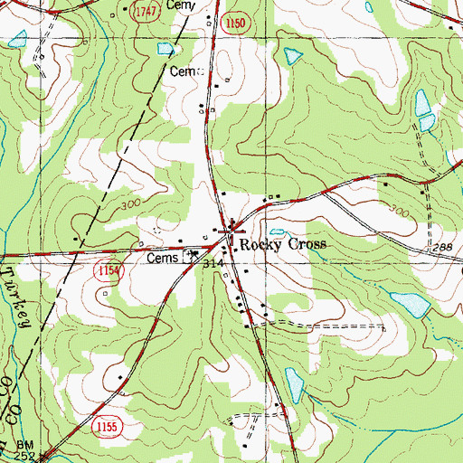 Topographic Map of Rocky Cross, NC