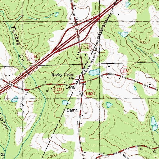 Topographic Map of Rocky Cross Church, NC