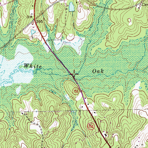 Topographic Map of Rocky Ford Branch, NC