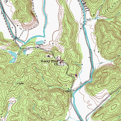 Topographic Map of Rocky Ford Missionary Baptist Church, NC
