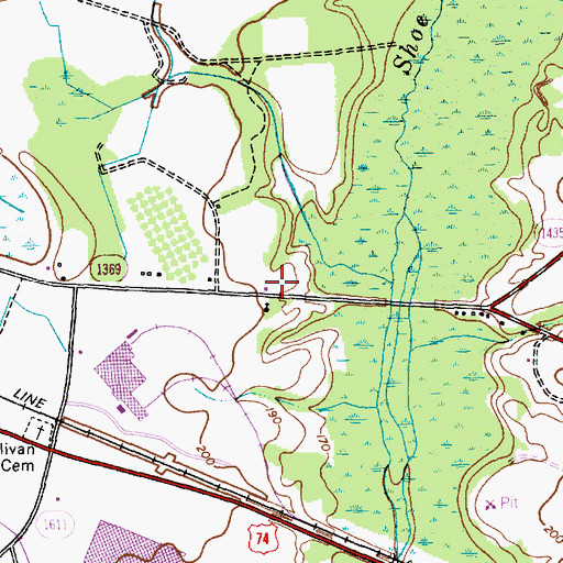 Topographic Map of Rocky Ford School, NC