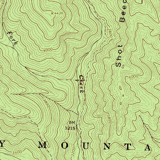 Topographic Map of Rocky Fork, NC