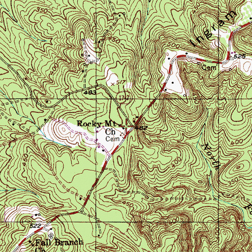 Topographic Map of Rocky Mount Church, NC