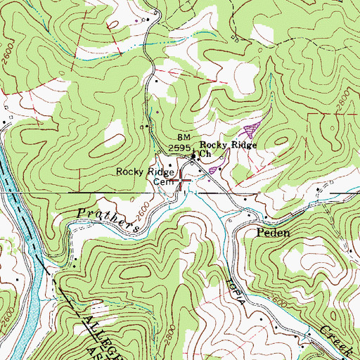 Topographic Map of Rocky Ridge Cemetery, NC