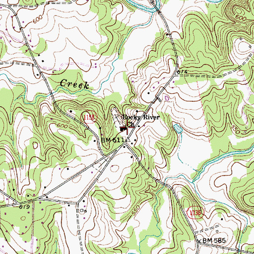 Topographic Map of Rocky River Church, NC