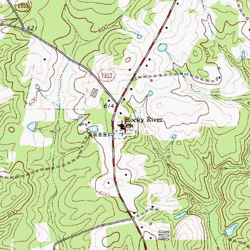 Topographic Map of Rocky River Church, NC