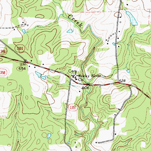 Topographic Map of Rocky River Church, NC