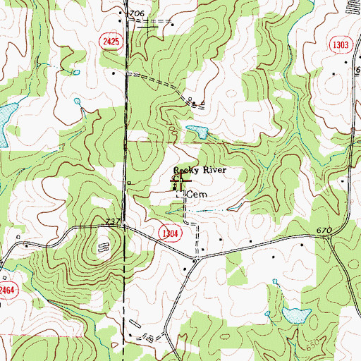 Topographic Map of Rocky River Church, NC