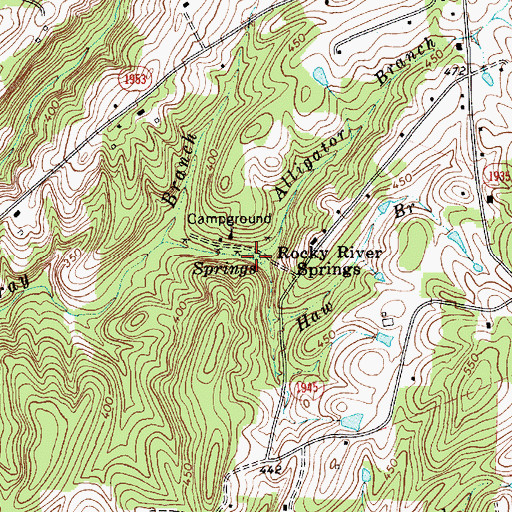 Topographic Map of Rocky River Springs, NC