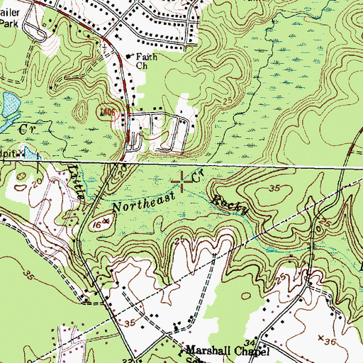 Topographic Map of Rocky Run, NC