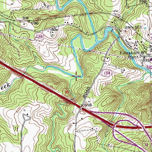 Topographic Map of Rocky Run, NC