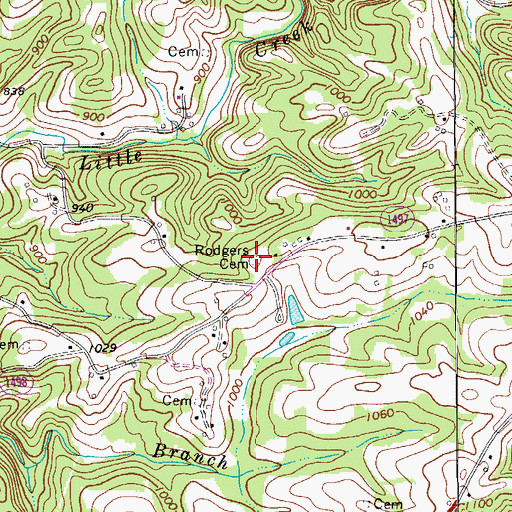 Topographic Map of Rodgers Cemetery, NC