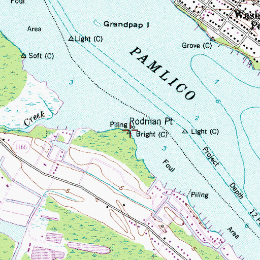 Topographic Map of Rodman Point, NC