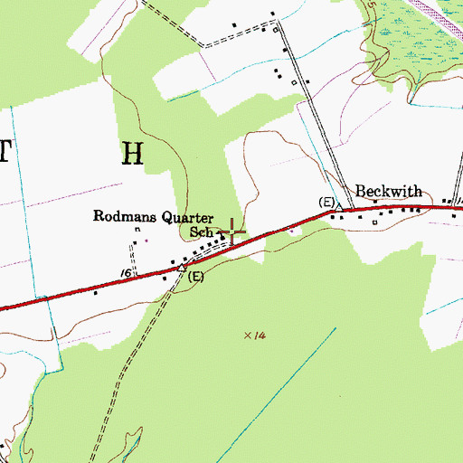 Topographic Map of Rodmans Quarter School, NC