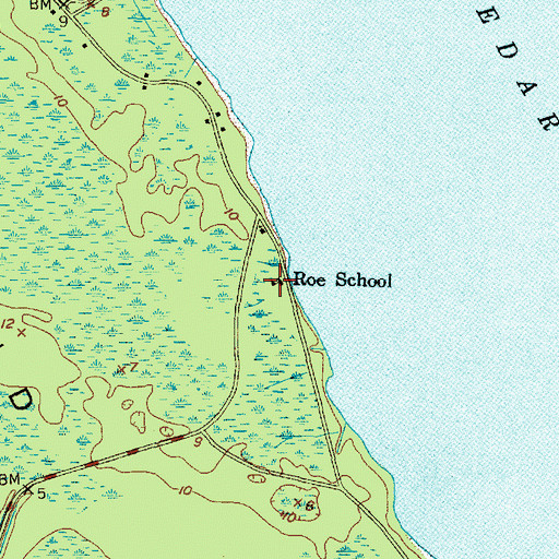 Topographic Map of Roe School, NC