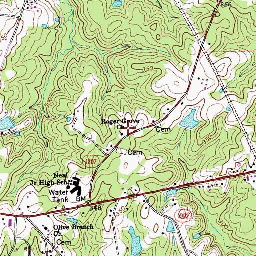 Topographic Map of Roger Grove Church, NC