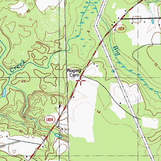 Topographic Map of Rogers Cemetery, NC