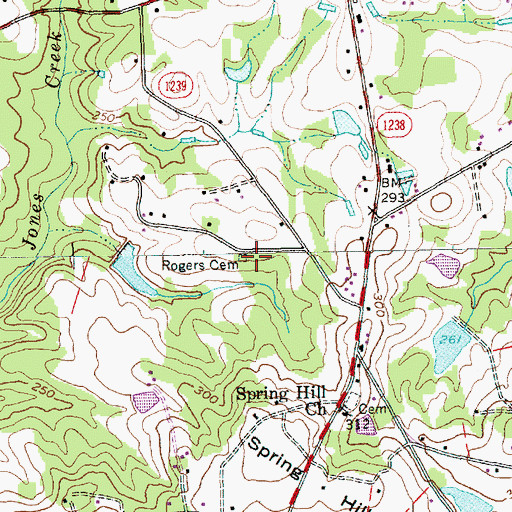 Topographic Map of Rogers Cemetery, NC