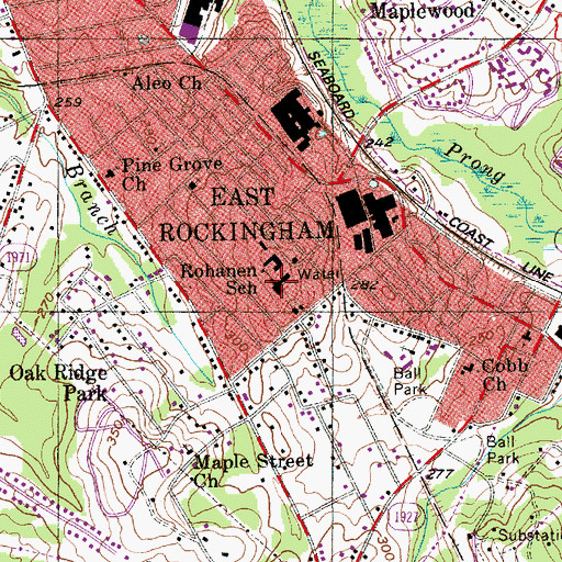 Topographic Map of Rohanen School, NC