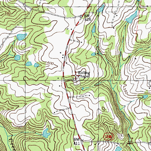 Topographic Map of Rolling Chapel, NC