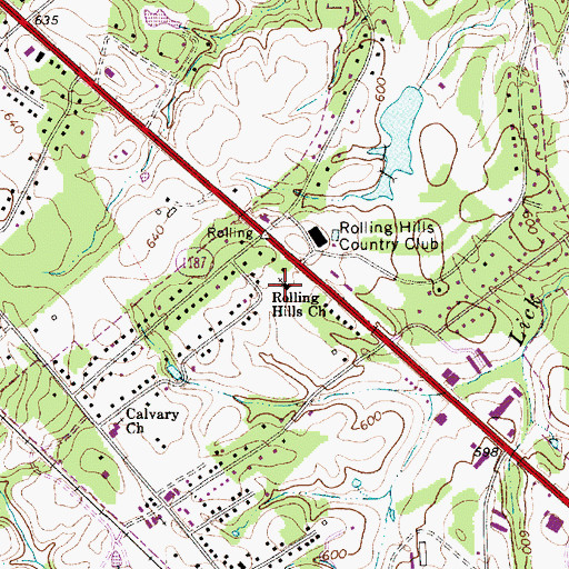 Topographic Map of Rolling Hills Church, NC