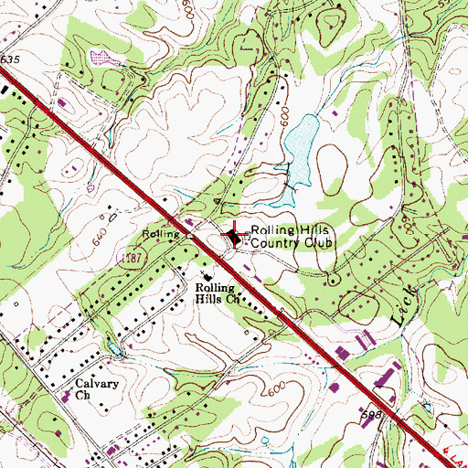Topographic Map of Rolling Hills Country Club, NC