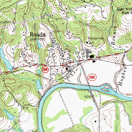 Topographic Map of Ronda, NC