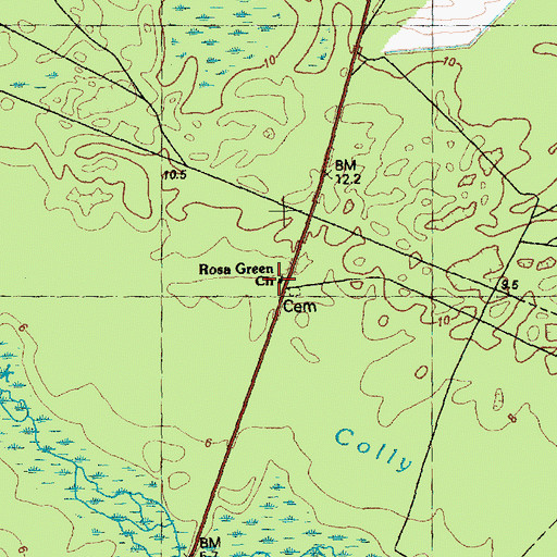 Topographic Map of Rosa Green Church, NC
